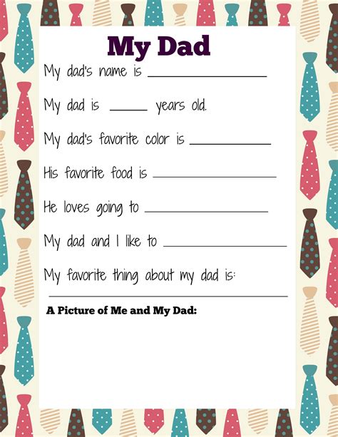 All About Daddy Printable